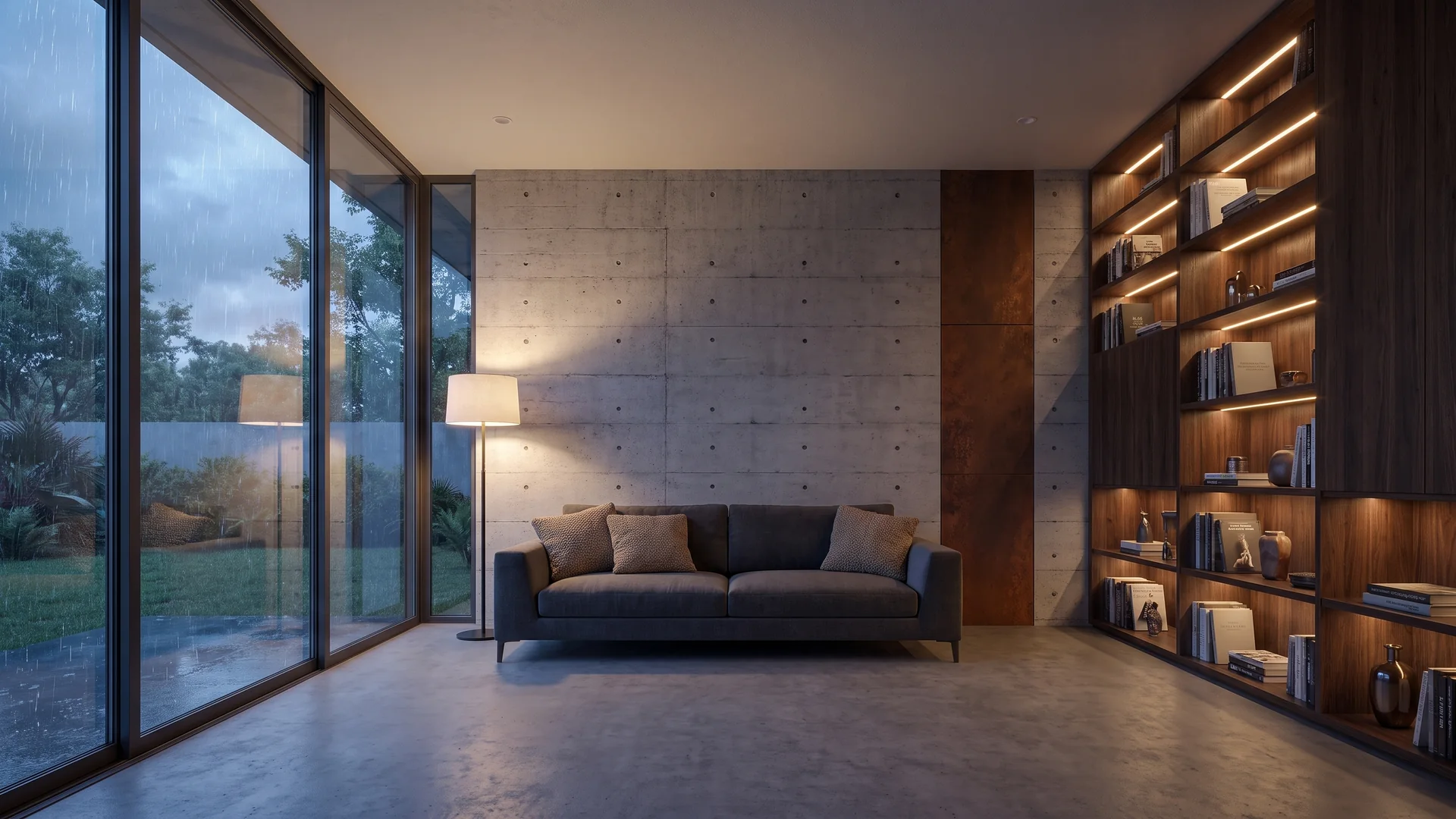 Living room · concrete & corten
