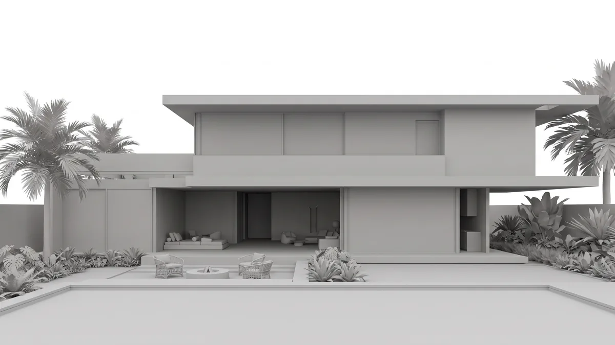 Canggu Villa — clay render proof
