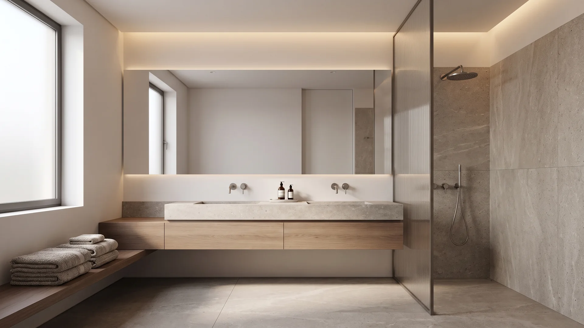 Ensuite · stone & oak